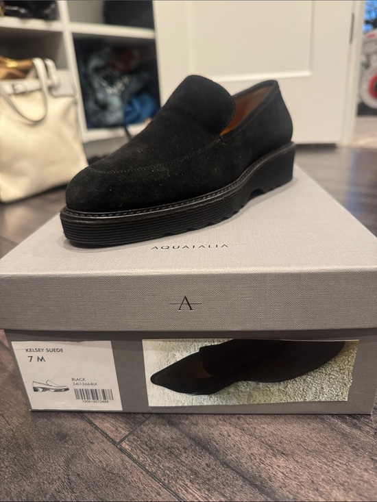 Aquatalia Shoes - Aquatalia Kelsey Suede Black Slip-On Loafer